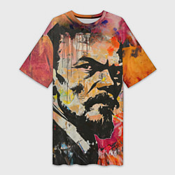 Женская длинная футболка Граффити портрет Владимира Ленина