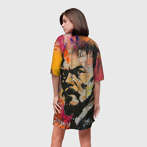 Женская длинная футболка Граффити портрет Владимира Ленина / 3D-принт – фото 4