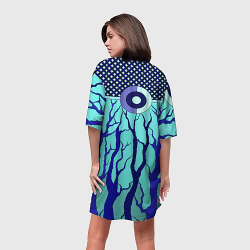 Женская длинная футболка Turquoise abstraction / 3D-принт – фото 4