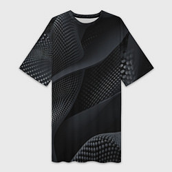 Женская длинная футболка Черная геометрическая материя