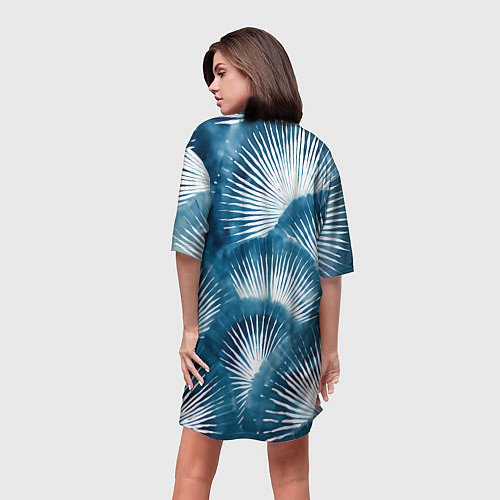 Женская длинная футболка Японский шибори абстракция / 3D-принт – фото 4