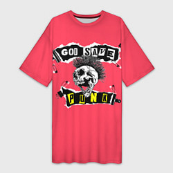Женская длинная футболка God save pank