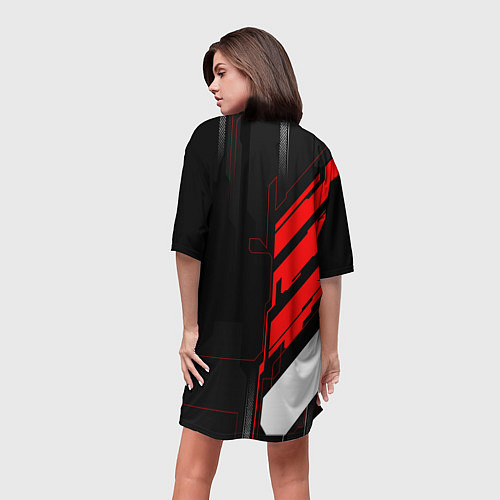 Женская длинная футболка Nissan GTR - Cyber / 3D-принт – фото 4