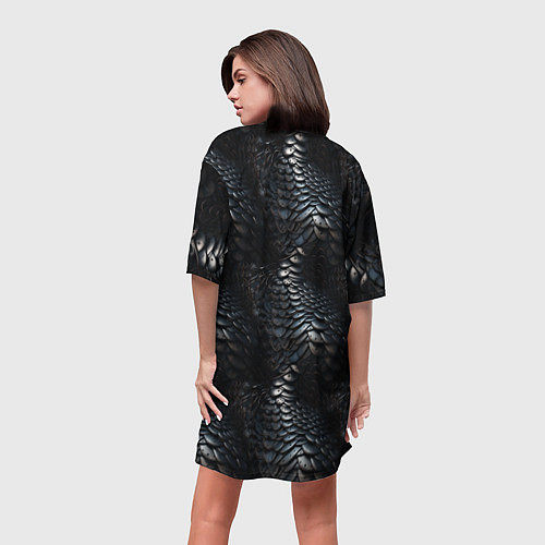 Женская длинная футболка Блестящая металлическая броня / 3D-принт – фото 4