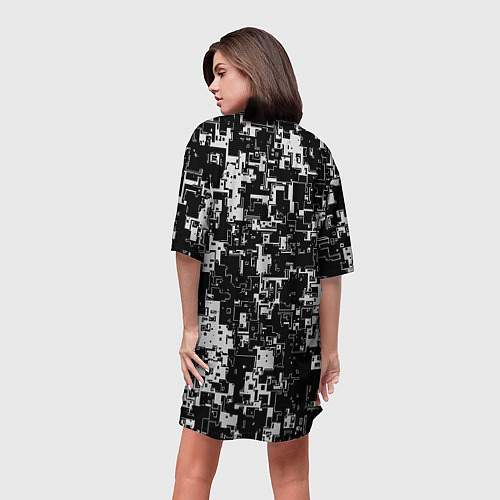Женская длинная футболка Геометрия черно-белая / 3D-принт – фото 4