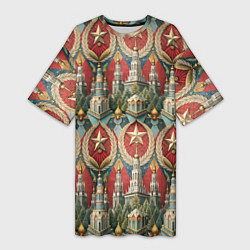 Женская длинная футболка СССР ретро стиль