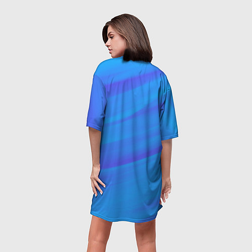 Женская длинная футболка Россия - синие волны / 3D-принт – фото 4