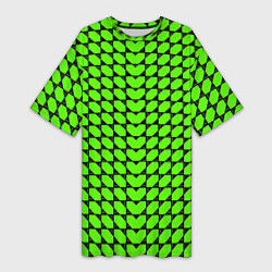 Футболка женская длинная Зелёные лепестки шестиугольники, цвет: 3D-принт