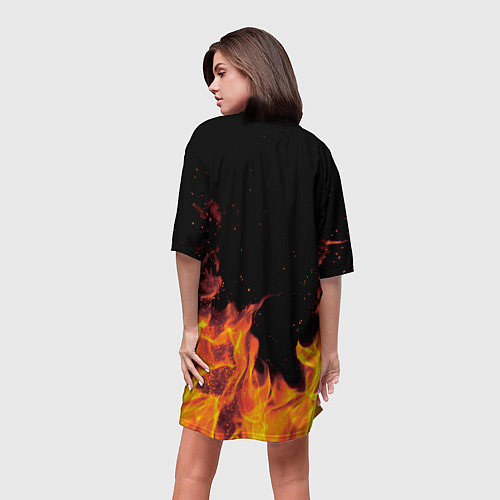 Женская длинная футболка Анжела - имя в огне / 3D-принт – фото 4