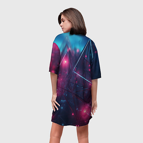 Женская длинная футболка Конструкция с ярким свечением / 3D-принт – фото 4
