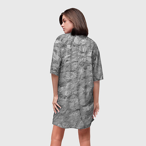 Женская длинная футболка Серая кирпичная стена / 3D-принт – фото 4