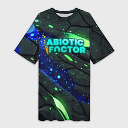 Футболка женская длинная Abiotic Factor logo bright neon, цвет: 3D-принт