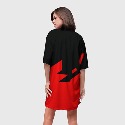 Женская длинная футболка CSGO стильная геометрия красный / 3D-принт – фото 4