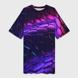 Женская длинная футболка Фиолетовая абстрактная текстура неоновая