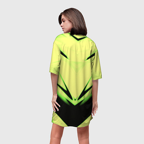 Женская длинная футболка Geometry stripes кислотный стиль / 3D-принт – фото 4