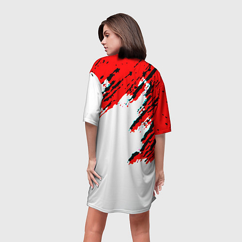 Женская длинная футболка Ведьмак лого стиль краски / 3D-принт – фото 4