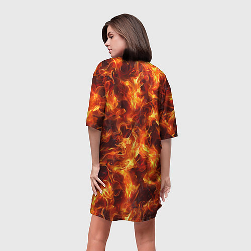 Женская длинная футболка Текстура элементаля огня / 3D-принт – фото 4