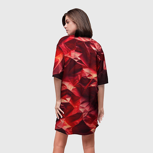 Женская длинная футболка Эффект текстуры мятой красной бумаги / 3D-принт – фото 4