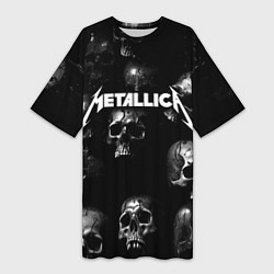 Футболка женская длинная Metallica - logo rock group, цвет: 3D-принт