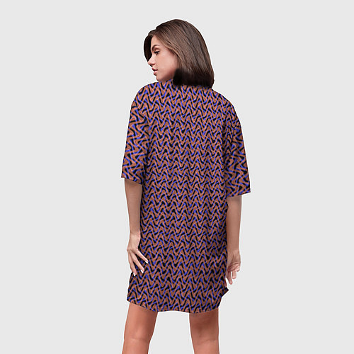 Женская длинная футболка Фиолетово-коричневые волнистые линии / 3D-принт – фото 4