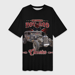 Женская длинная футболка Классический хот-род в rat стиле