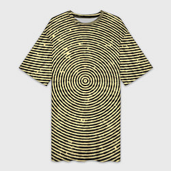 Женская длинная футболка Чёрно-бежевый круг гипнотический