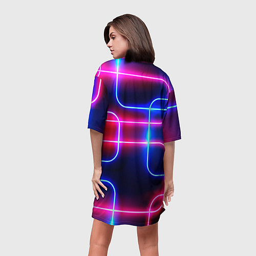 Женская длинная футболка Светящиеся неоновые дуги / 3D-принт – фото 4