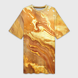 Женская длинная футболка Жидкое золото текстура
