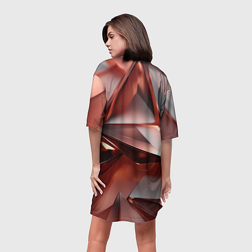 Женская длинная футболка Рубиновые пирамидки / 3D-принт – фото 4