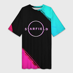 Женская длинная футболка Starfield neon