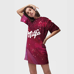 Футболка женская длинная Milfa надпись в стиле шоколадки Milka, цвет: 3D-принт — фото 2