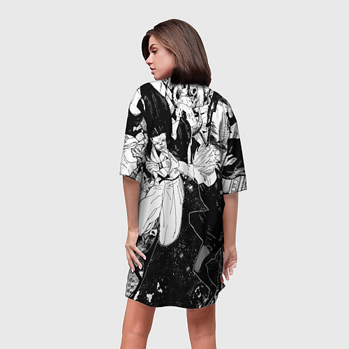 Женская длинная футболка Годжо против Сукуны - Магическая битва / 3D-принт – фото 4