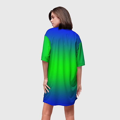 Женская длинная футболка Зелёный градиент текстура / 3D-принт – фото 4