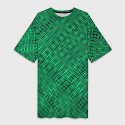 Футболка женская длинная Насыщенный зелёный текстурированный, цвет: 3D-принт