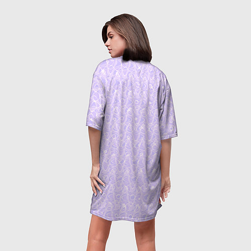 Женская длинная футболка Светлый сиреневый однотонный текстурированный / 3D-принт – фото 4