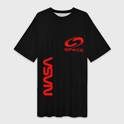 Футболка женская длинная Nasa space red logo, цвет: 3D-принт