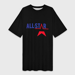 Футболка женская длинная All stars logo, цвет: 3D-принт