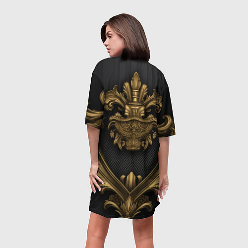Женская длинная футболка Золотая корона с узорами / 3D-принт – фото 4