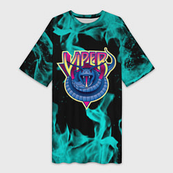 Женская длинная футболка Вайпер flame neon game