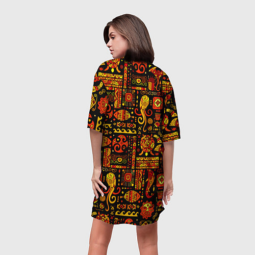 Женская длинная футболка Этнический орнамент - морские обитатели / 3D-принт – фото 4