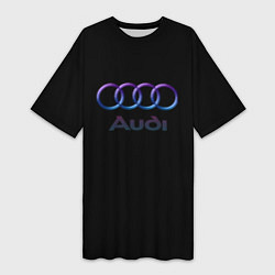 Футболка женская длинная Audi neon logo, цвет: 3D-принт