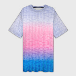 Футболка женская длинная Tie-dye color gradient: pink-blue, цвет: 3D-принт