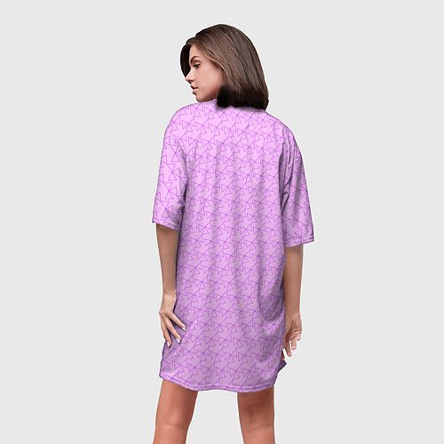 Женская длинная футболка Розовый паттерн розовые бантики / 3D-принт – фото 4