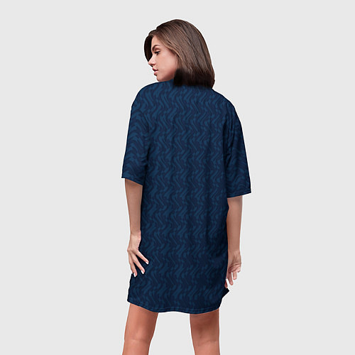Женская длинная футболка Тёмный синий текстурированный однотонный / 3D-принт – фото 4