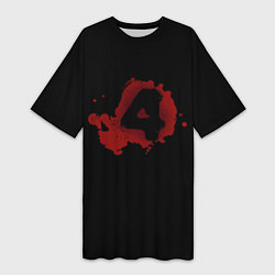 Футболка женская длинная Left 4 Dead logo красный, цвет: 3D-принт