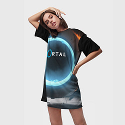 Футболка женская длинная Portal logo game, цвет: 3D-принт — фото 2