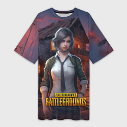 Футболка женская длинная PUBG девушка в игре, цвет: 3D-принт
