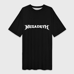 Футболка женская длинная Megadeth logo white, цвет: 3D-принт