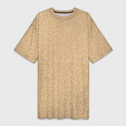 Женская длинная футболка Бежевый текстурированный в мелкий горошек