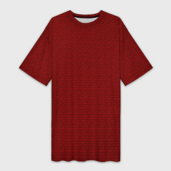 Женская длинная футболка Текстурированный тёмно-красный однотонный